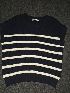 Navy and White Striped Women’s Knit Sweater